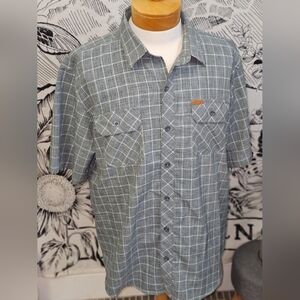 Like New Orvis Classic Collection XXL Men's Short Sleeve Plaid Button-Up Gray
